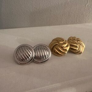 Vintage Monet Gold and Silver Earrings Set